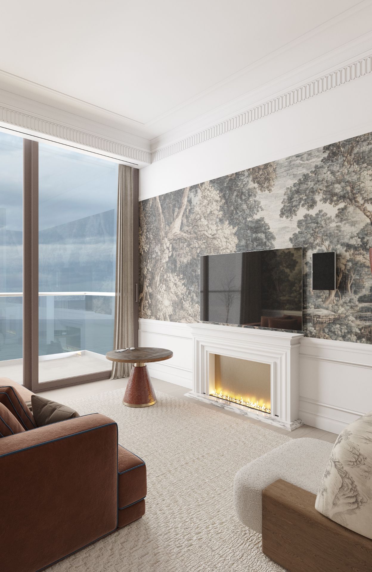 Lounge with fireplace